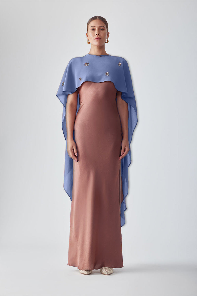 FIZA EMBELLISHED PERIWINKLE CAPE - CULT MIA