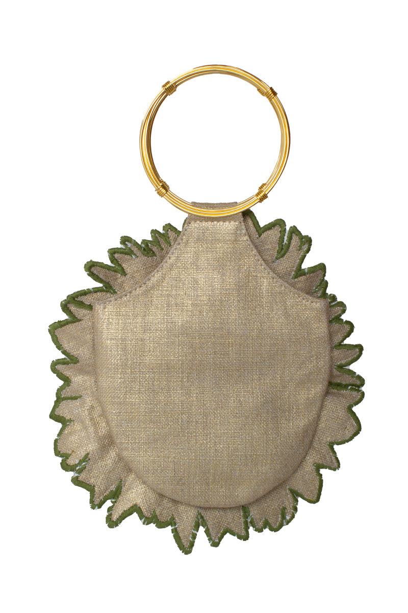 Sarah's Bag Grand Sunflower Flapper Top Handle Bag with vintage-inspired design and vibrant sunflower pattern.