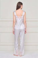 Women's silk lace pajama set by MANITO featuring a stylish grey flapper design, comfortable and elegant sleepwear.