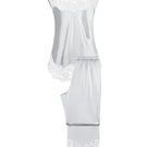 Women's silk lace pajama set by MANITO featuring a grey flapper style design, soft fabric, and elegant lace details.