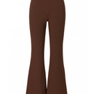 Brown flare sweatpants by Bassigue, featuring a relaxed fit and comfortable fabric, shown on a model in a casual setting.