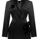 Black Fleur blazer by MATTERS, tailored blazer with a sleek fit, featuring lapel collar and stylish design details.