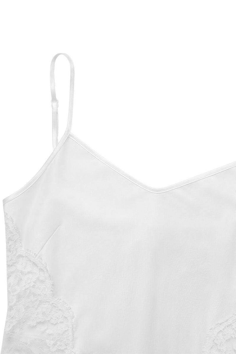 FLORA SILK SLIP LONG DRESS IN WHITE - CULT MIA