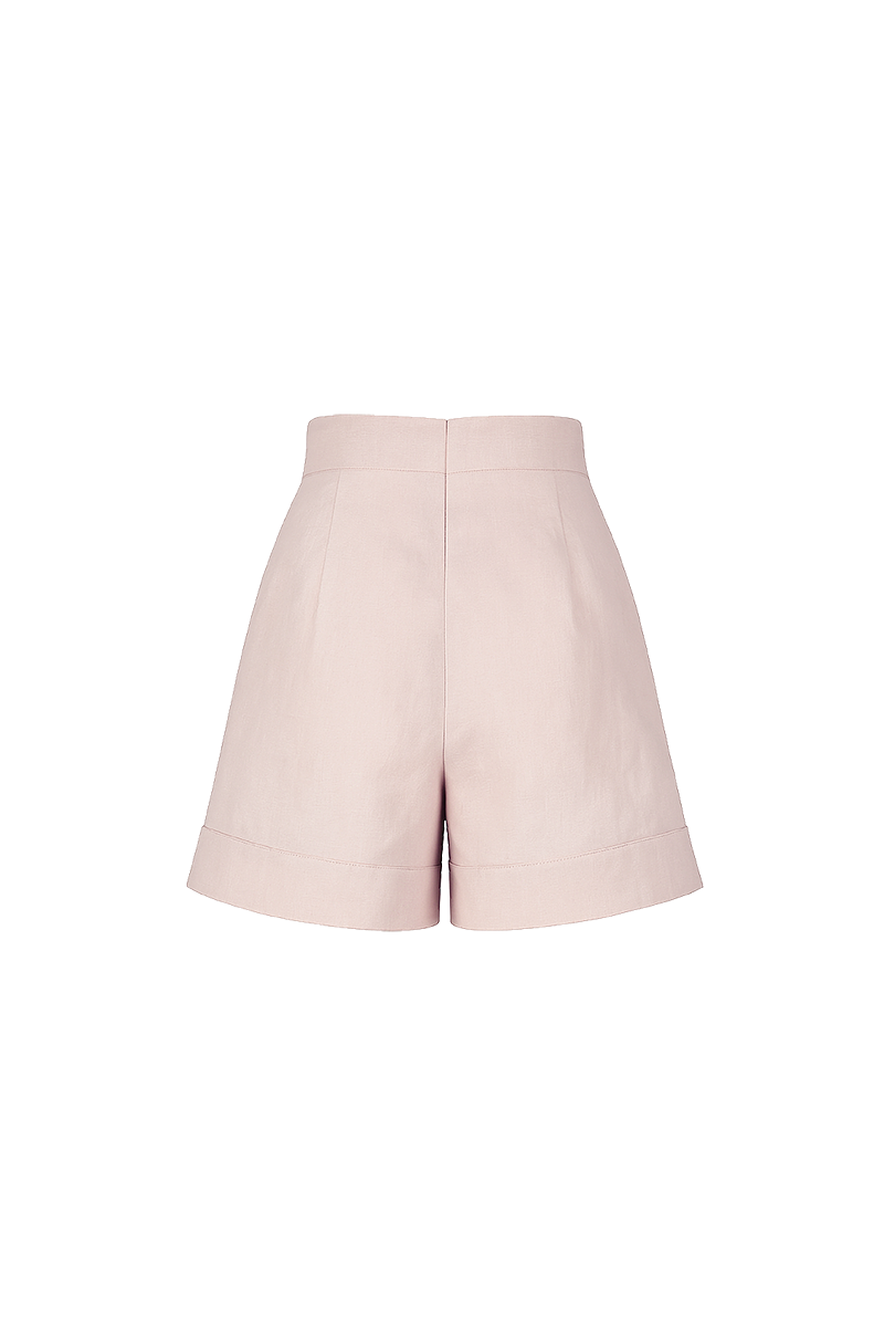 Pink floral shorts by ANA + MARIA featuring a vibrant creole pink design, perfect for casual summer wear.