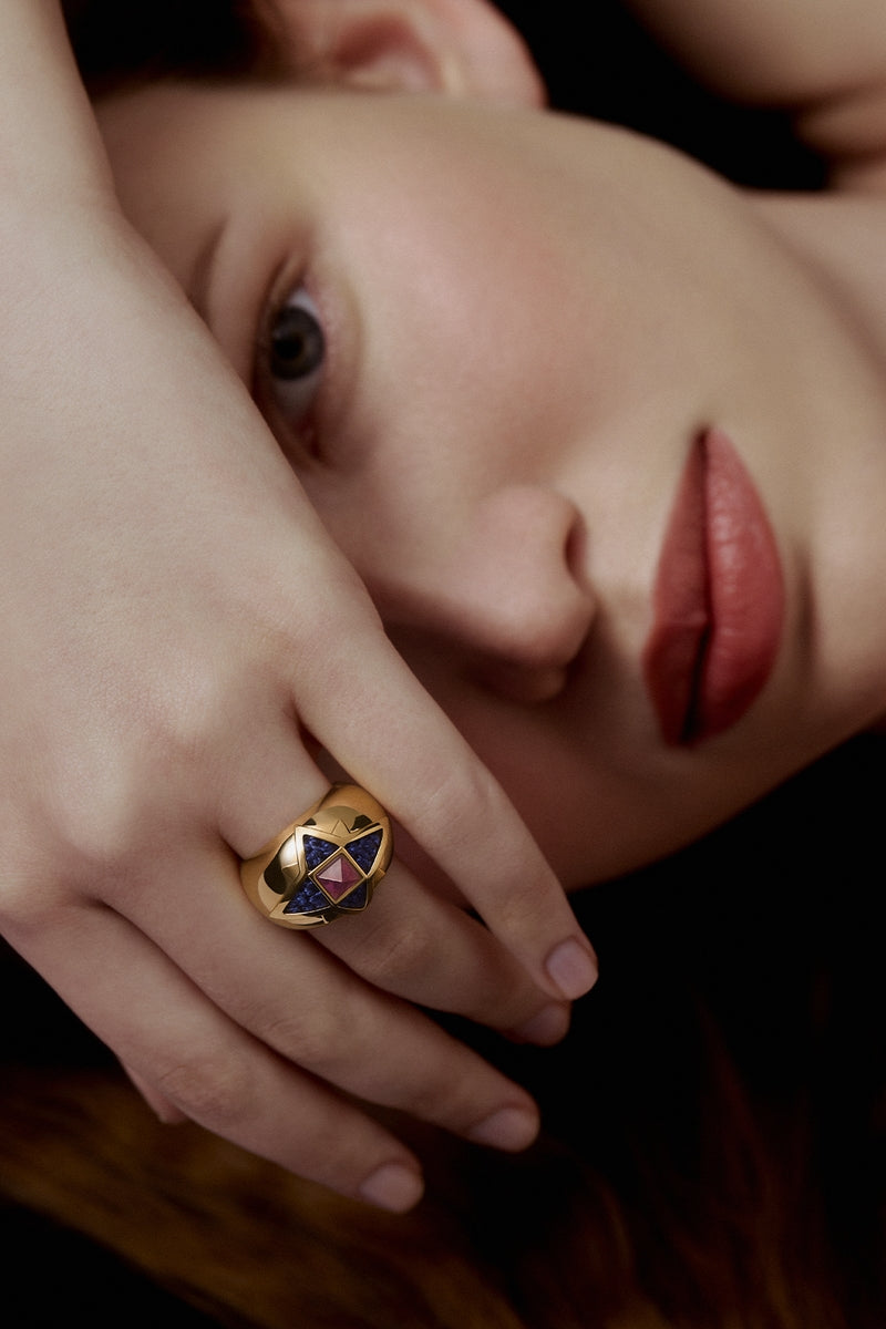 Maria Frering Florence Amethyst Ring featuring a large purple amethyst gemstone set in a delicate ring design.