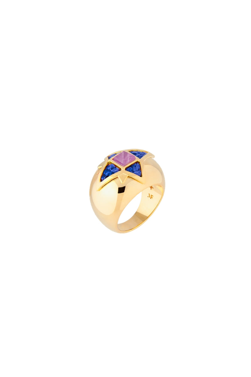 Maria Frering Florence Amethyst Ring featuring a large purple amethyst gemstone set in a stylish silver band.