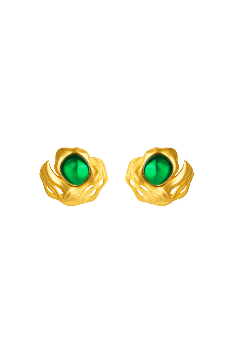 FLOW GOLD AND GREEN EARRING - CULT MIA