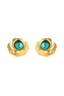 Gold and blue flow earrings by Jude Benhalim featuring sleek, modern design with flowing shapes and elegant finish.