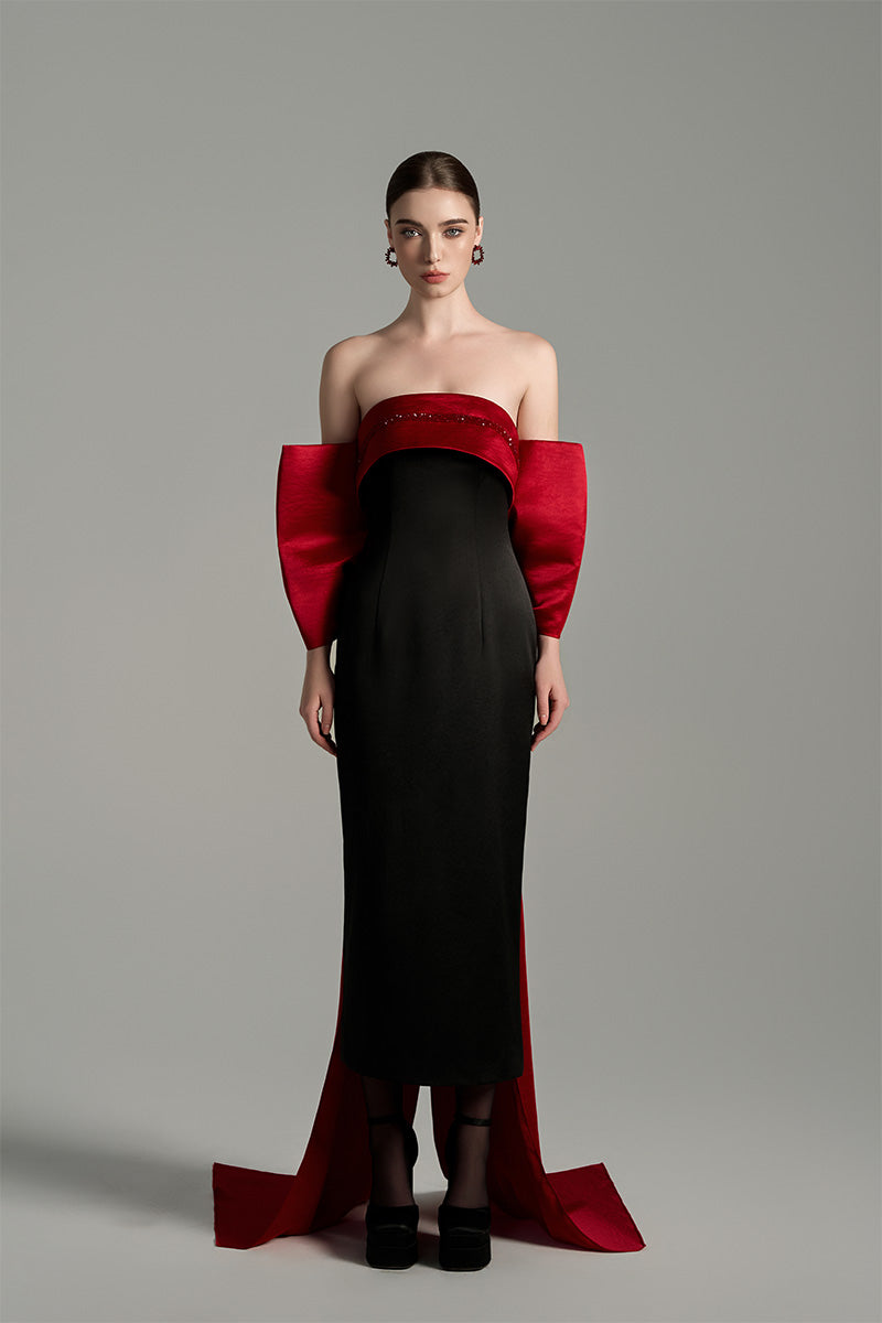 midi dress with big bow Big Bow Energy Maxi Dress - Black/White