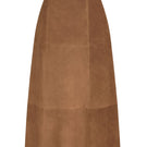 ZUT tan maxi skirt with flowing fabric and waistband, styled for casual or dressy occasions.