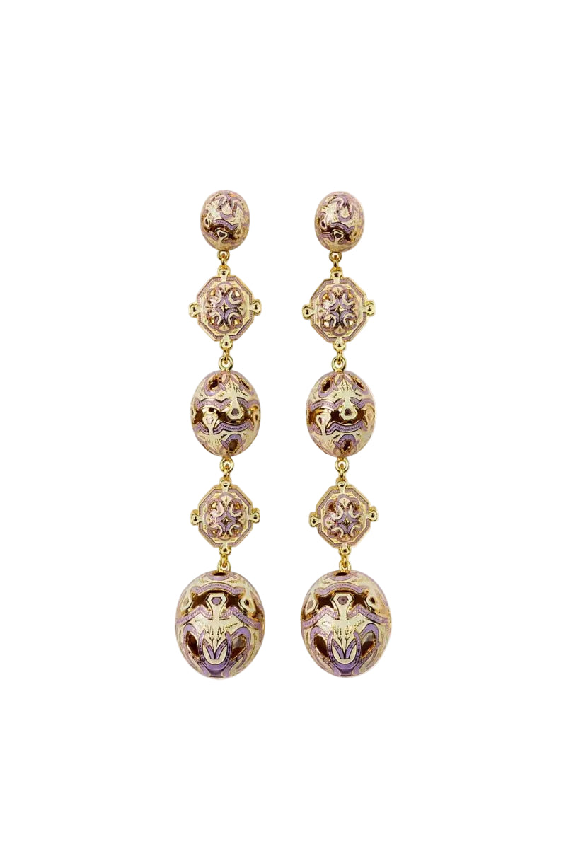 Lavender Amuleto Drop Earrings by Álvaro Ávila featuring elegant, elongated earrings with a delicate, artistic design.