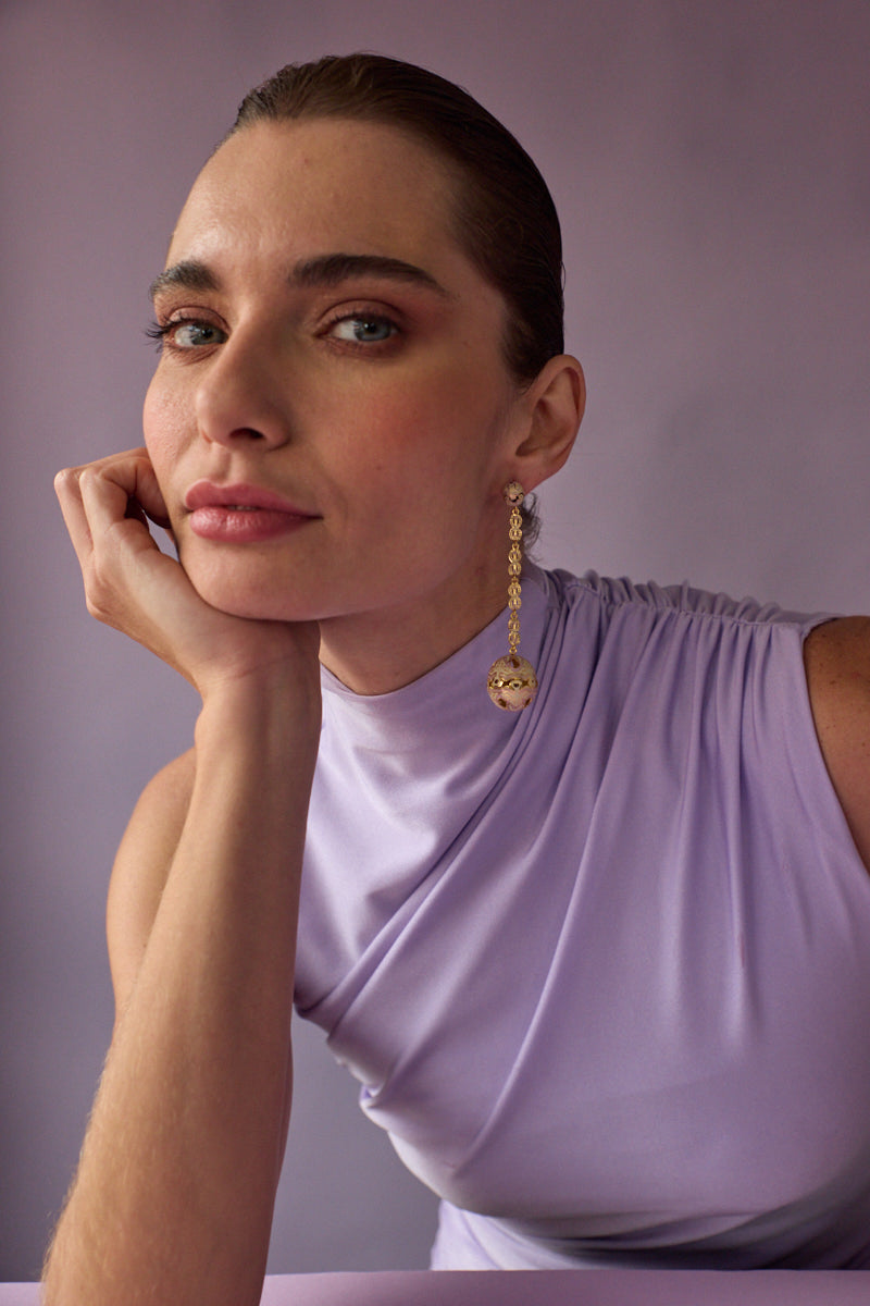 Lavender AURA DROP earrings by Álvaro Ávila featuring delicate drop design and intricate craftsmanship.
