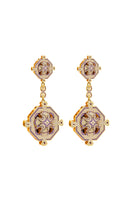 Lavender Jardin statement drop earrings by Álvaro Ávila with intricate floral design and elegant gold accents.