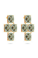 Álvaro Ávila Plata Drop Earrings with green gemstone accents, elegant and lightweight jewelry design for women.