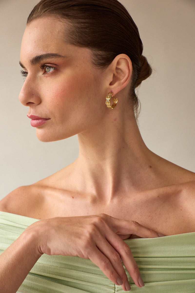 LAZO HOOP EARRINGS IN GREEN SOPO