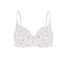 White patterned underwire bra from Ellipse Lingerie, featuring supportive cups and delicate lace details.