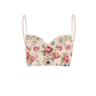 Ellipse Lingerie Dreamer Bustier Pattern bra with lace detailing, featuring a fitted design and adjustable straps.