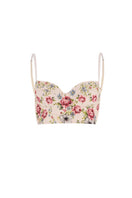 Ellipse Lingerie Dreamer Bustier Pattern bra with lace detailing, featuring a fitted design and adjustable straps.