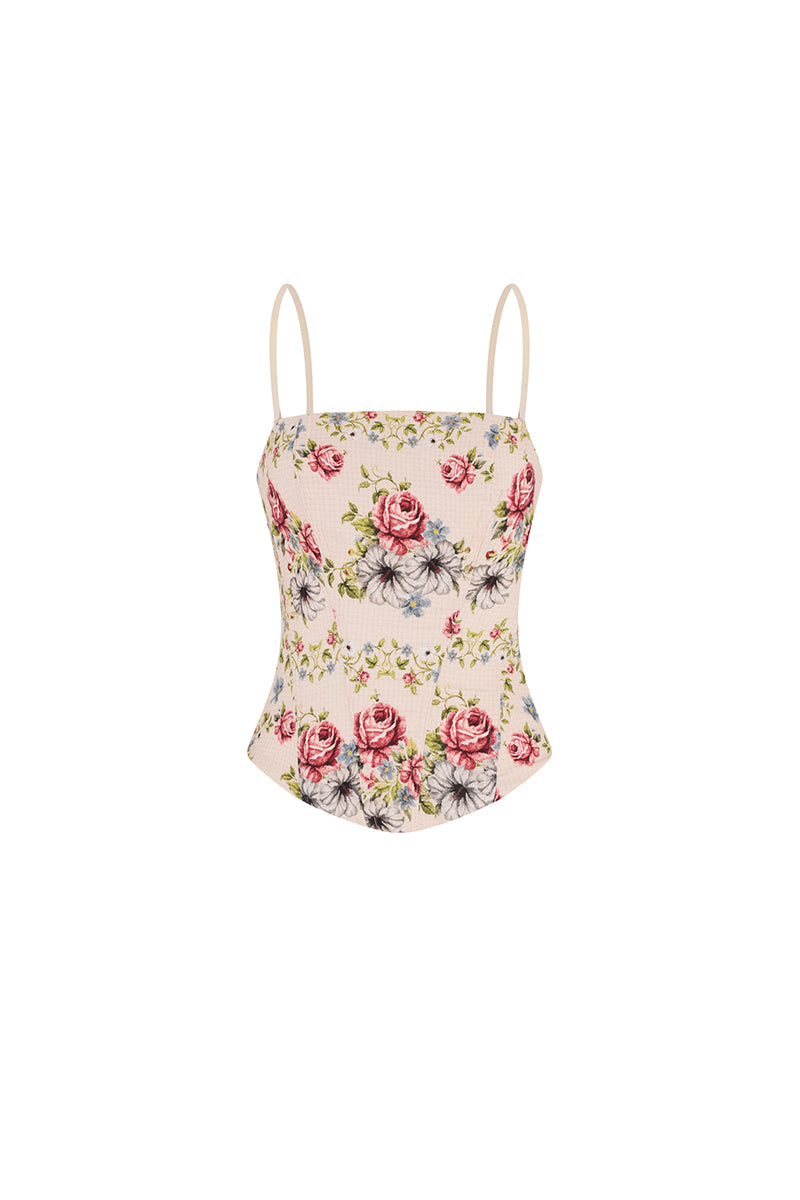 Ellipse Lingerie DREAMER corset pattern for tops, featuring detailed fabric and design elements, ideal for sewing and fashion creation.