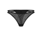 Black Brazilian string underwear by Ellipse Lingerie, showcasing the minimal coverage and delicate elastic waistband.