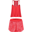 Ellipse Lingerie Echoes pajama shorts set in red, featuring comfortable fabric and stylish design, perfect for sleepwear.