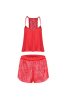 Ellipse Lingerie Echoes pajama shorts set in red, featuring comfortable fabric and stylish design, perfect for sleepwear.