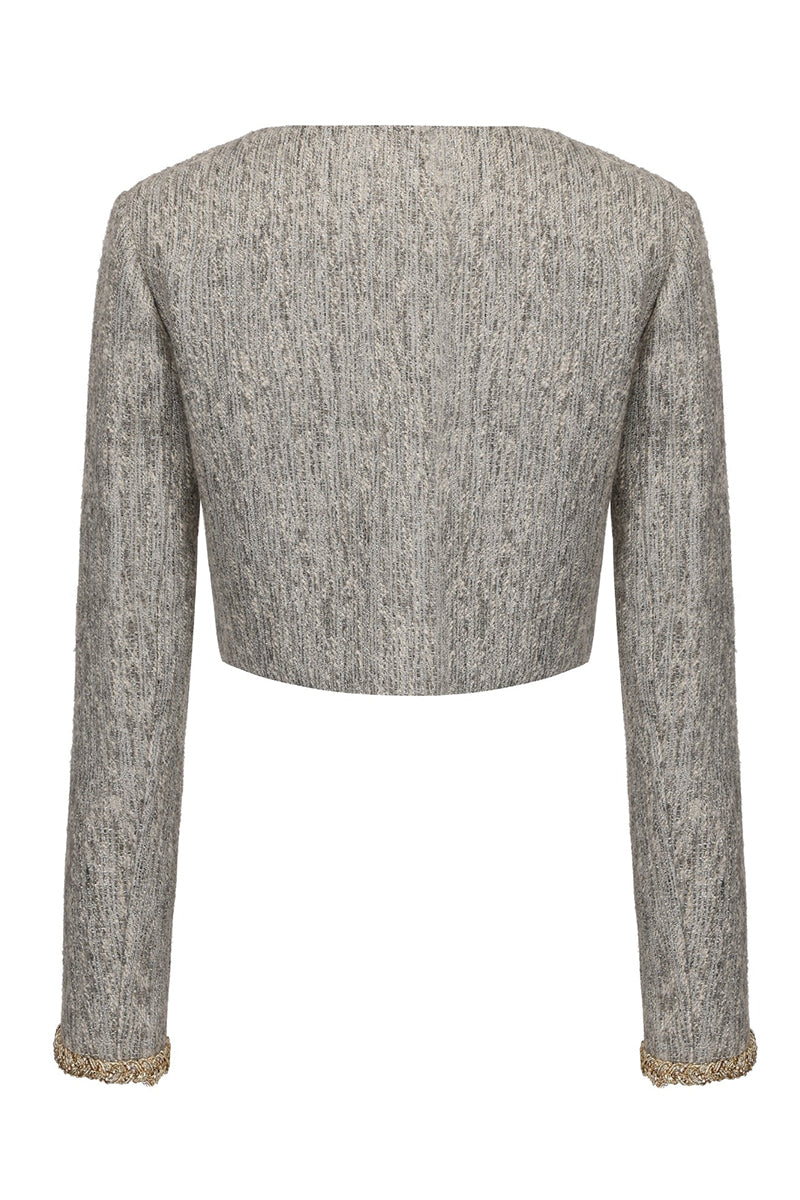 Nana Jacqueline Francesca cropped coat displayed from the back, showing tailored fit and stylish design in a sleek, modern silhouette.