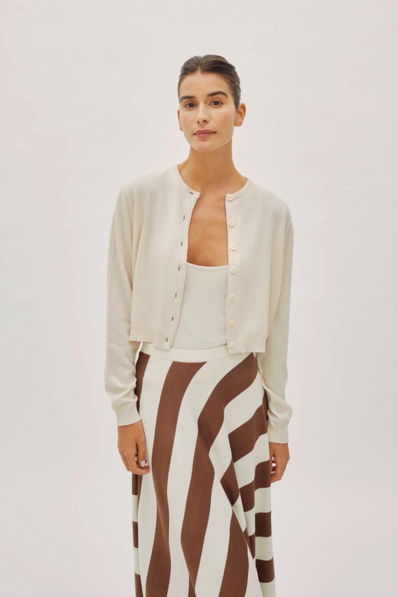 FRANKIE CHOCOLATE AND ECRU STRIPED SKIRT - CULT MIA