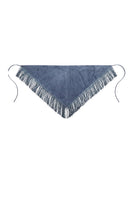 Blue fringes suede bandana by Double A, featuring stylish suede fringes ideal for trendy tops and casual fashion.