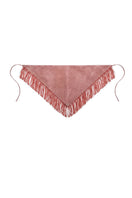 Pink suede fringes bandana from Double A, featuring stylish fringe details, perfect as a versatile accessory for various tops.