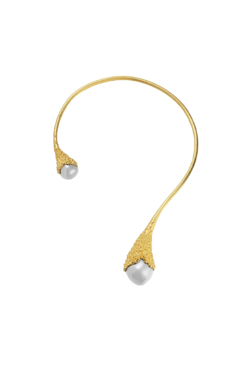Gold and white frost necklace by Jude Benhalim, featuring intricate icy-inspired design, perfect for elegant jewelry styling.