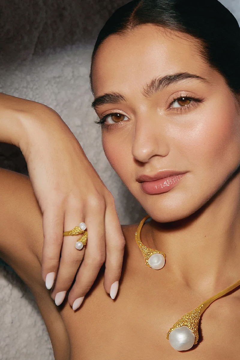 White Frost Ring by Jude Benhalim, a stylish silver ring with a frosted finish, displayed on a white background.