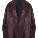 Wine red leather blazer by MAZ Manuela Álvarez featuring a tailored fit and classic lapel design.