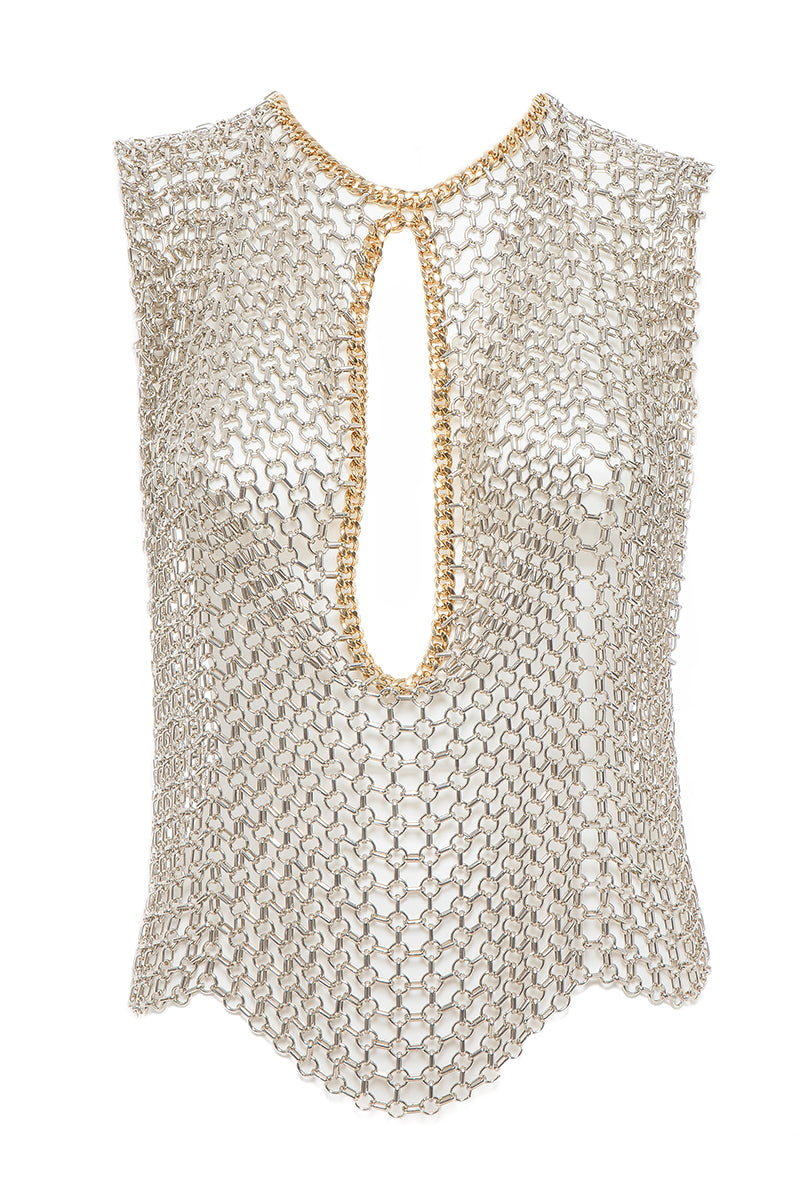 LOULOU SILVER AND GOLD CHAIN VEST - CULT MIA