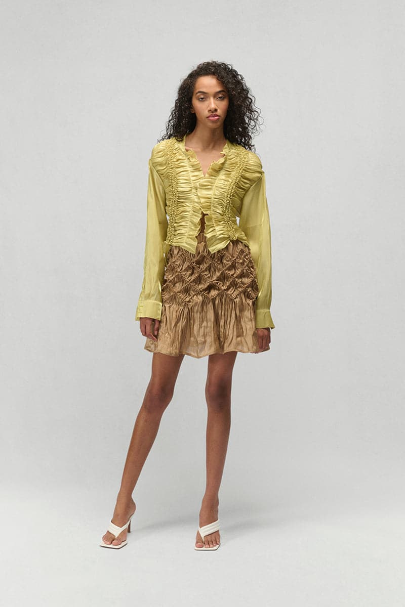 VICTORIA BEIGE SHIBORI MINI SKIRT - CULT MIA
