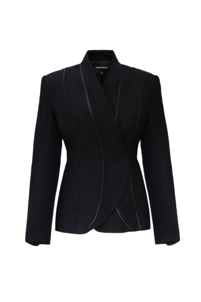 BLACK FITTED JACKET WITHOUT LAPEL - CULT MIA