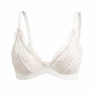 White Aura bralette by Ellipse Lingerie, soft fabric with delicate straps, shown on a neutral background.