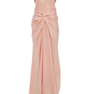 Light salmon YUNA gown by MOON / HAKAAN YILDIRIM, elegant full-length dress with flowing fabric and sophisticated design.