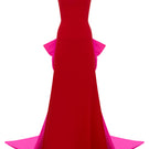 Red GRANATO gown by MOON / HAKAN YILDIRIM featuring elegant, flowing fabric and a stylish design perfect for formal occasions.