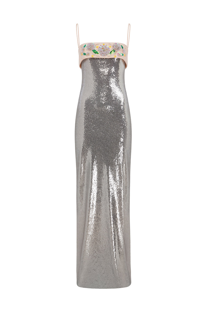 SIRO DRESS IN SILVER