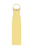 Baby yellow MOON HAKAAN YILDIRIM SOL gown with elegant design, perfect for special occasions or formal events.