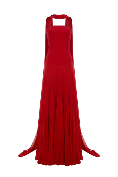 oksteph red dress Oshi Open Back Mini Dress in Satin Red