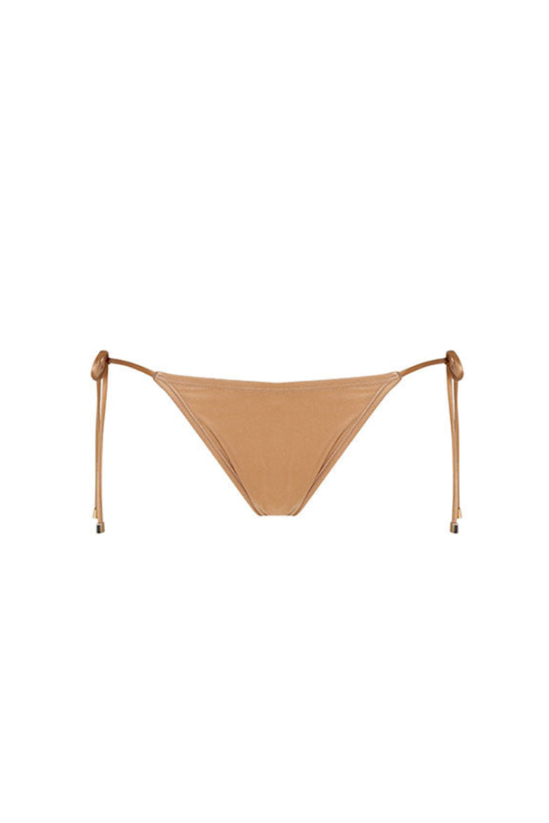 Aguaclara Dune side tie bikini bottoms in a neutral color, featuring adjustable side ties and a fitted bikini style.
