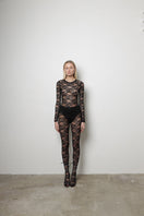 Junie black bodysuit and tights co-ords set, featuring a fitted black bodysuit paired with matching tights, stylish and comfortable.