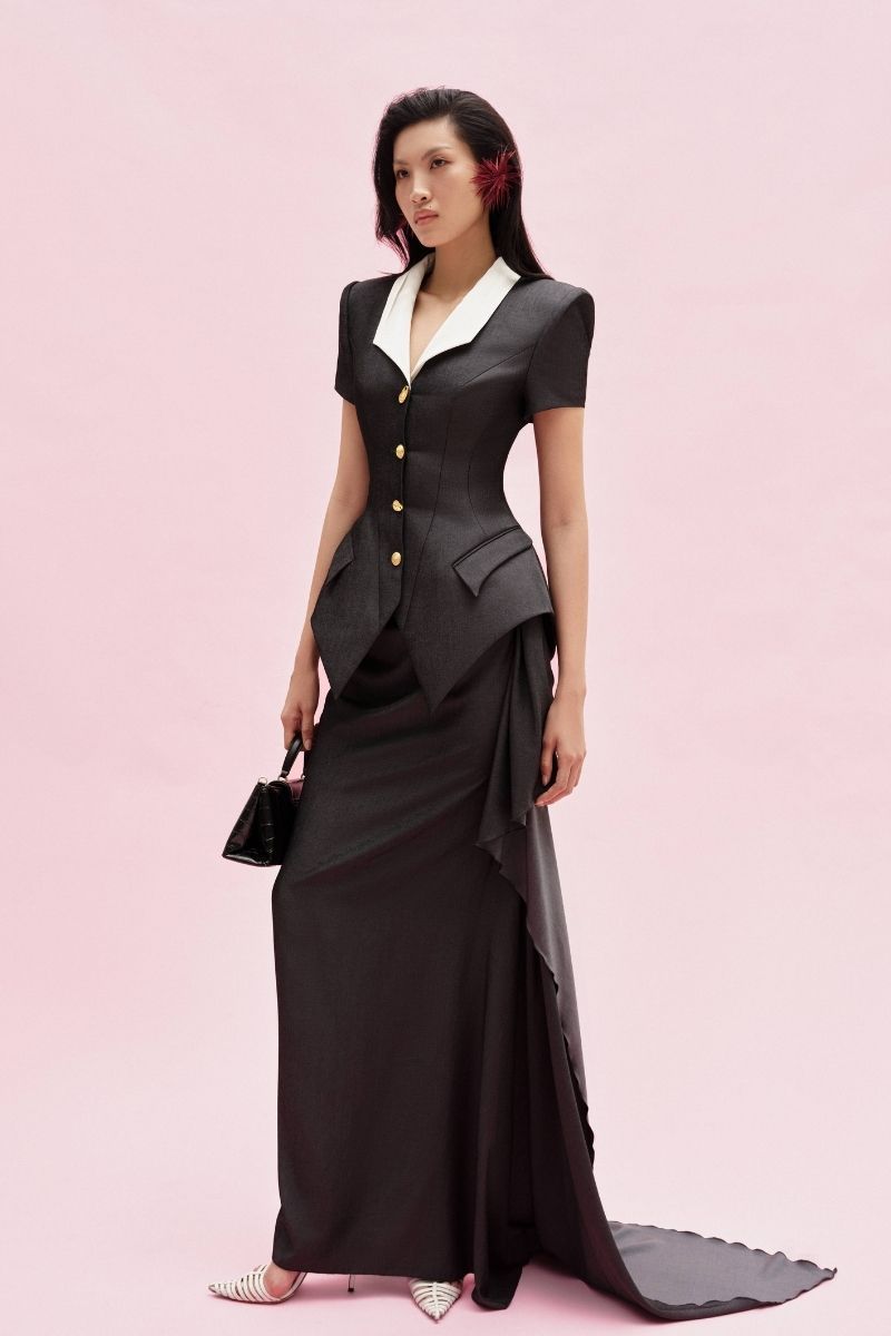 Jenny K Tran Gilvan blazer jacket with tailored fit and classic design, shown in a stylish, professional look.