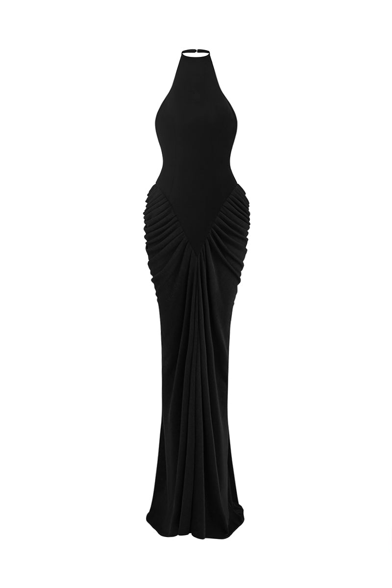 DARK FLOW HALTER DRESS - CULT MIA