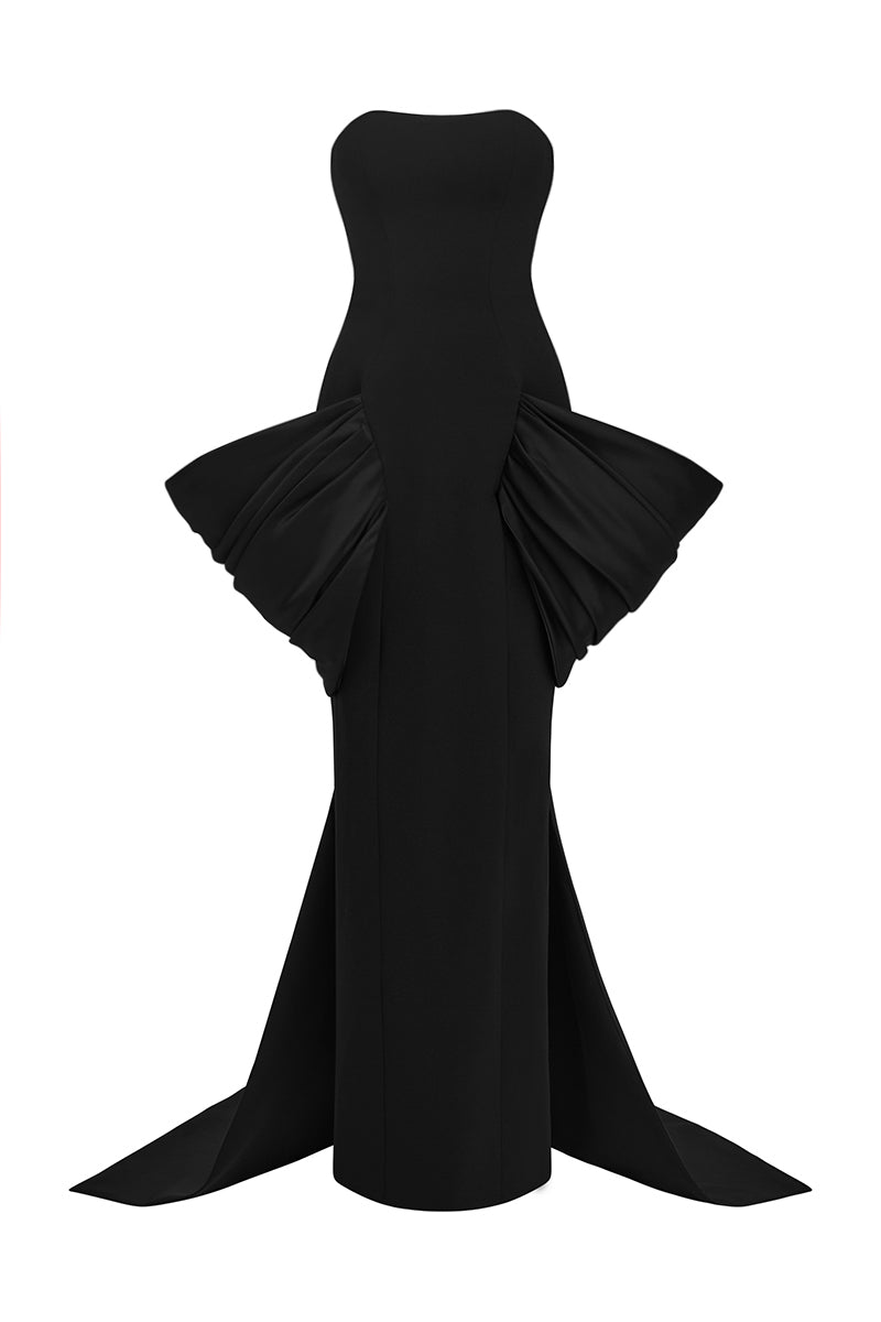 PEPLUM NOIR GOWN - CULT MIA