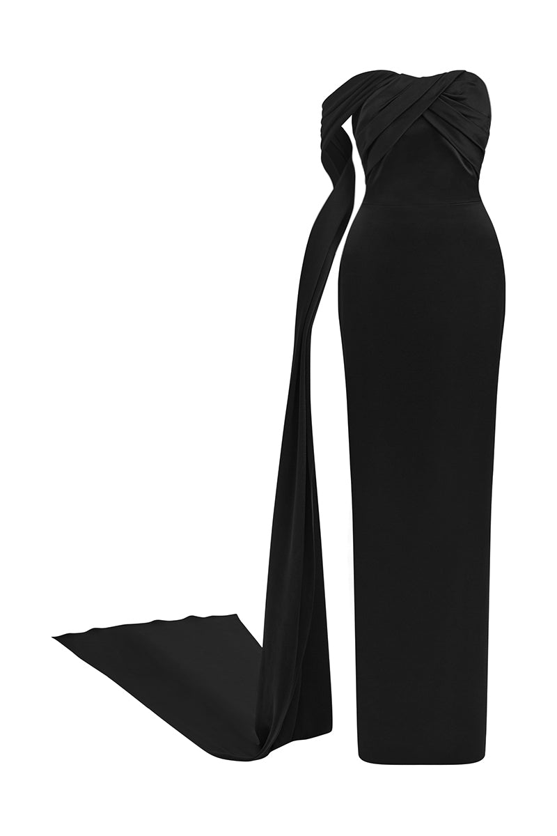 WINGED STRAPLESS GOWN - CULT MIA