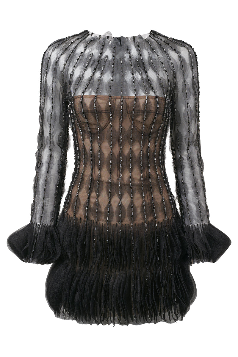 BUSTIER COCKTAIL DRESS IN BLACK - CULT MIA
