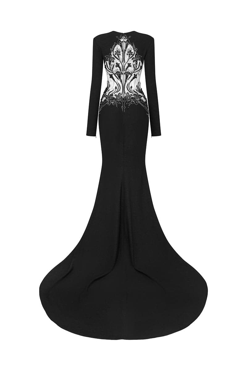 STELLA BLACK MERMAID GOWN - CULT MIA
